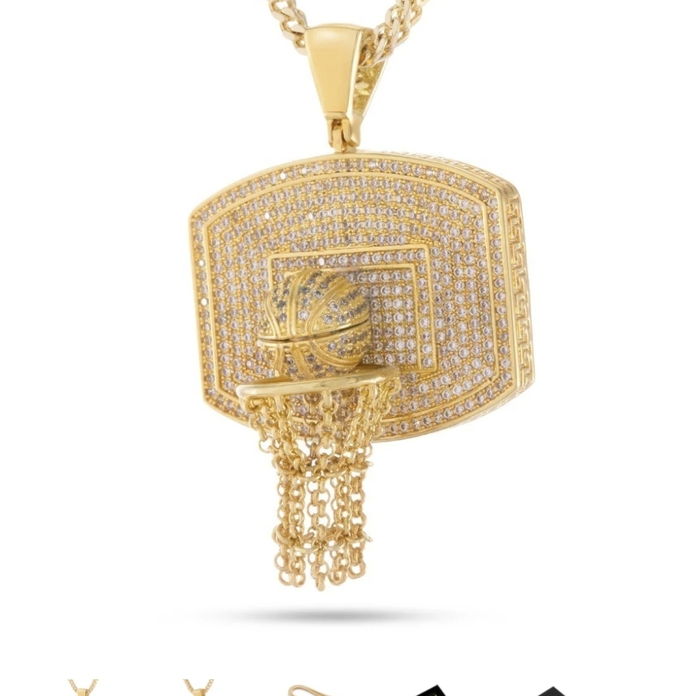 Gold Basketball Hoop Pendant Necklace for Men - Statement Jewelry